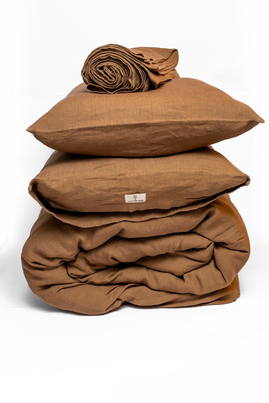 tobacco linen duvet cover TOBACCO BROWN BED-BUNDLE tobacco linen duvet cover TOBACCO BROWN BED-BUNDLE