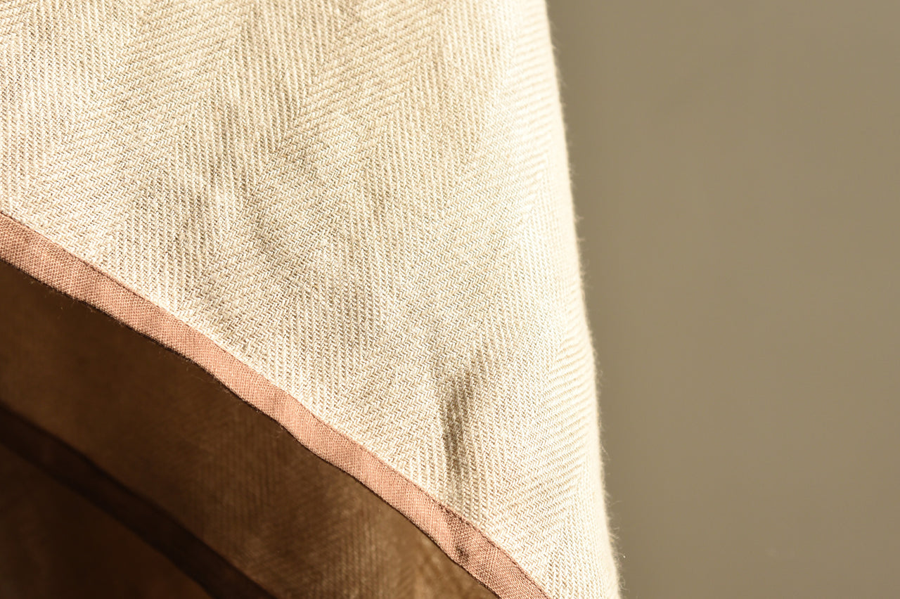 CACAO LINEN HERRINGBONE THROW