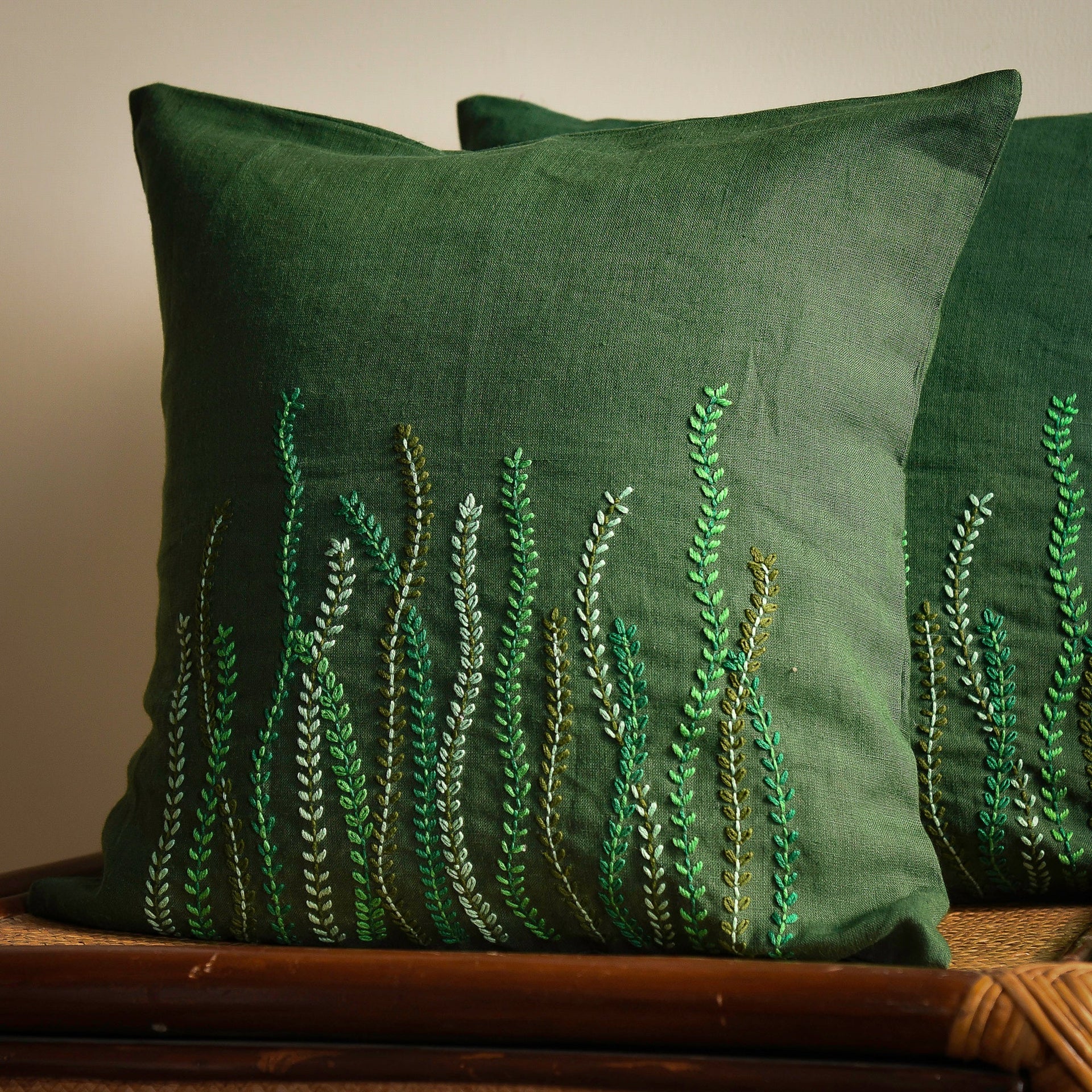 linen embroidered cushion covers