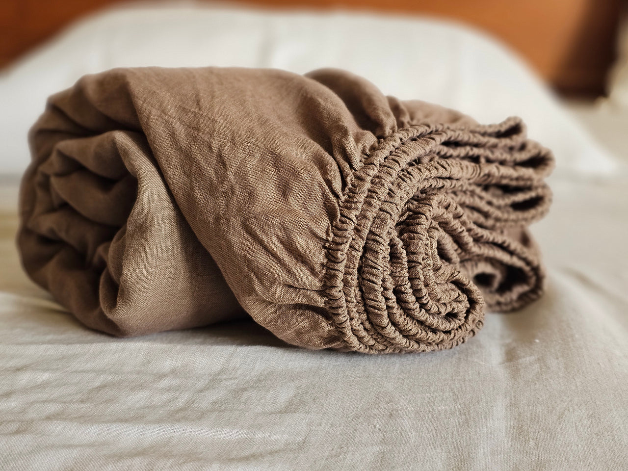 Thistle Mauve pure linen flat bed sheet by Love For Linen