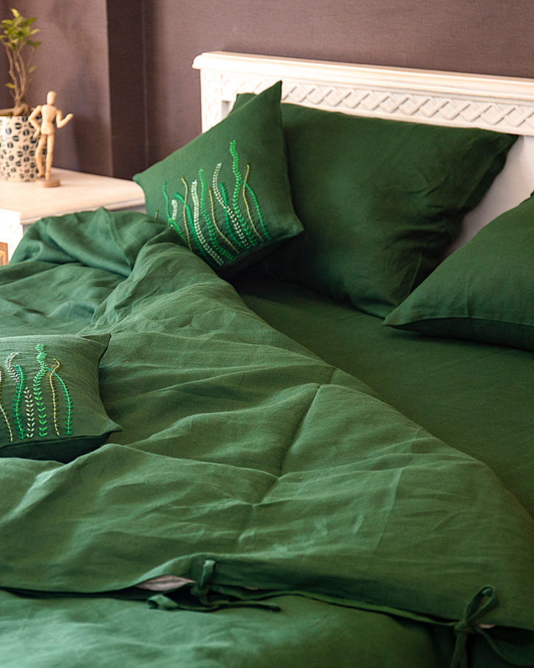Cyprus Green pure linen bedding bundle by Love For Linen