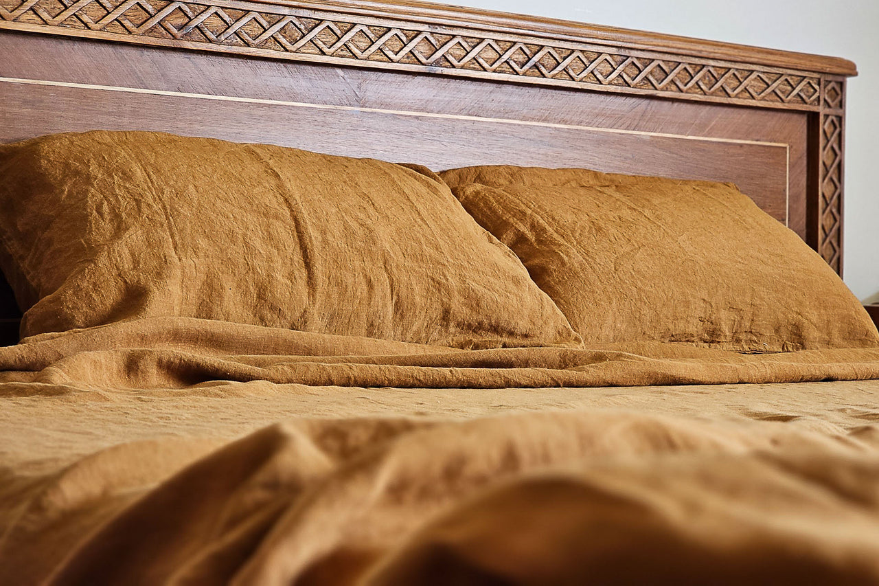 Pillow Covers- Jaisalmer Gold linen cushion cover by Love For Linen