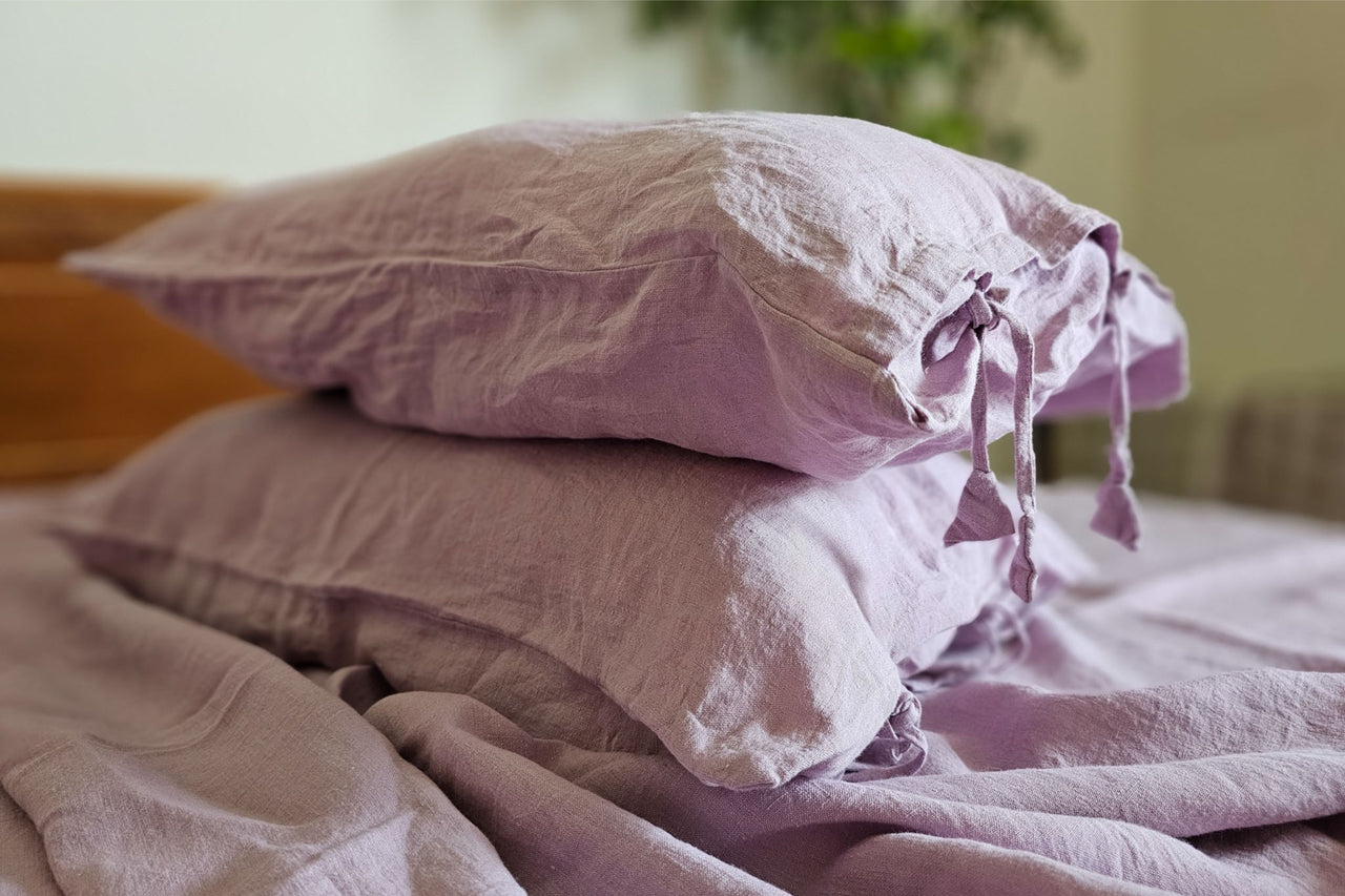 LINEN PILLOW COVERS - THISTLE MAUVE
