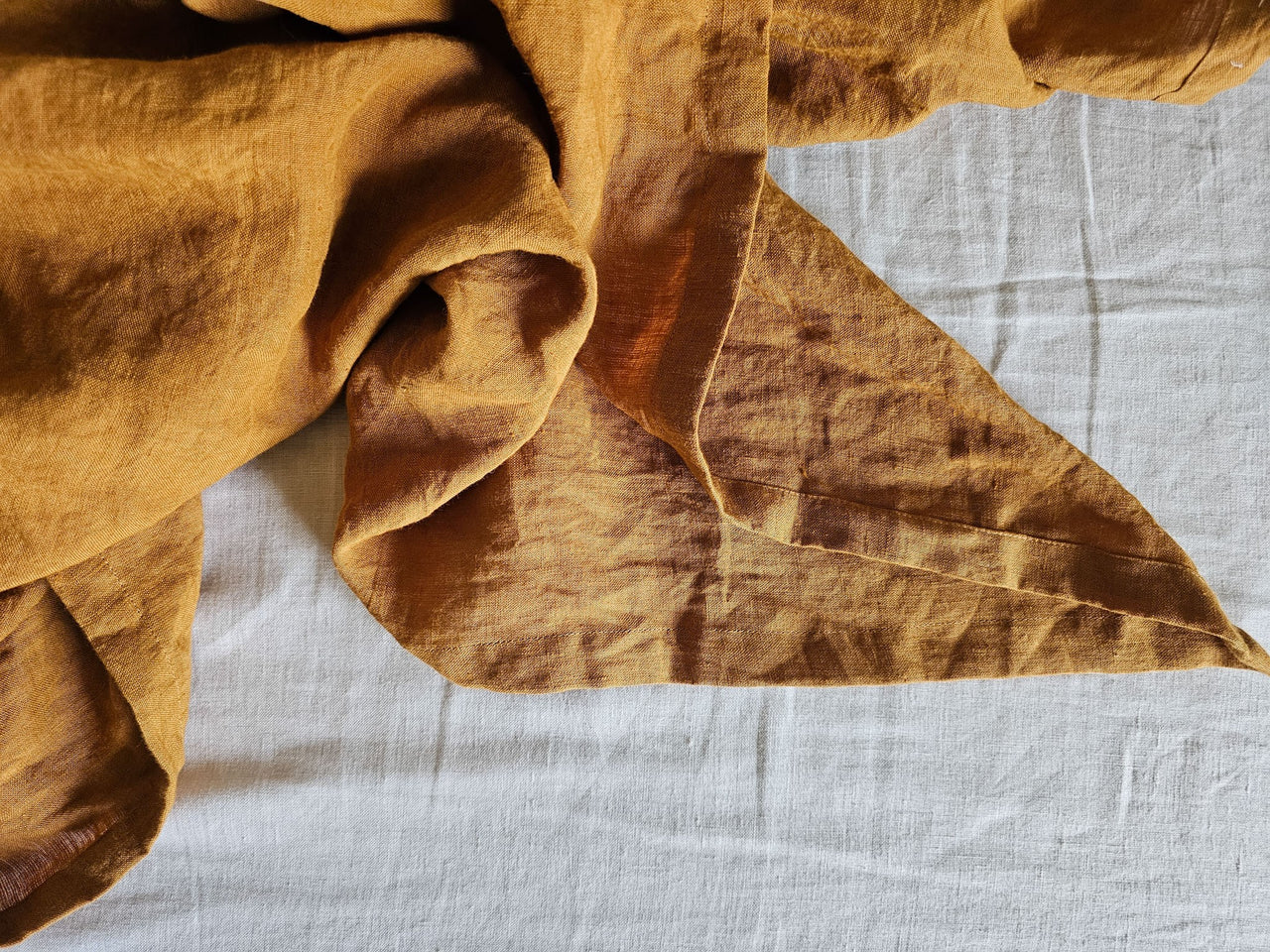 Jaisalmer Gold pure linen flat bed sheet by Love For Linen