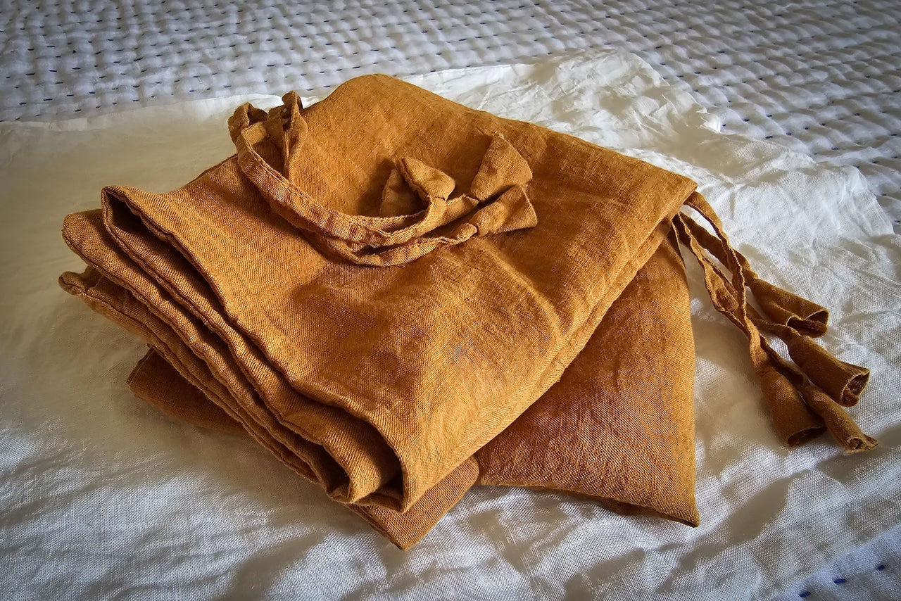 Pillow Covers- Jaisalmer Gold linen cushion cover by Love For Linen