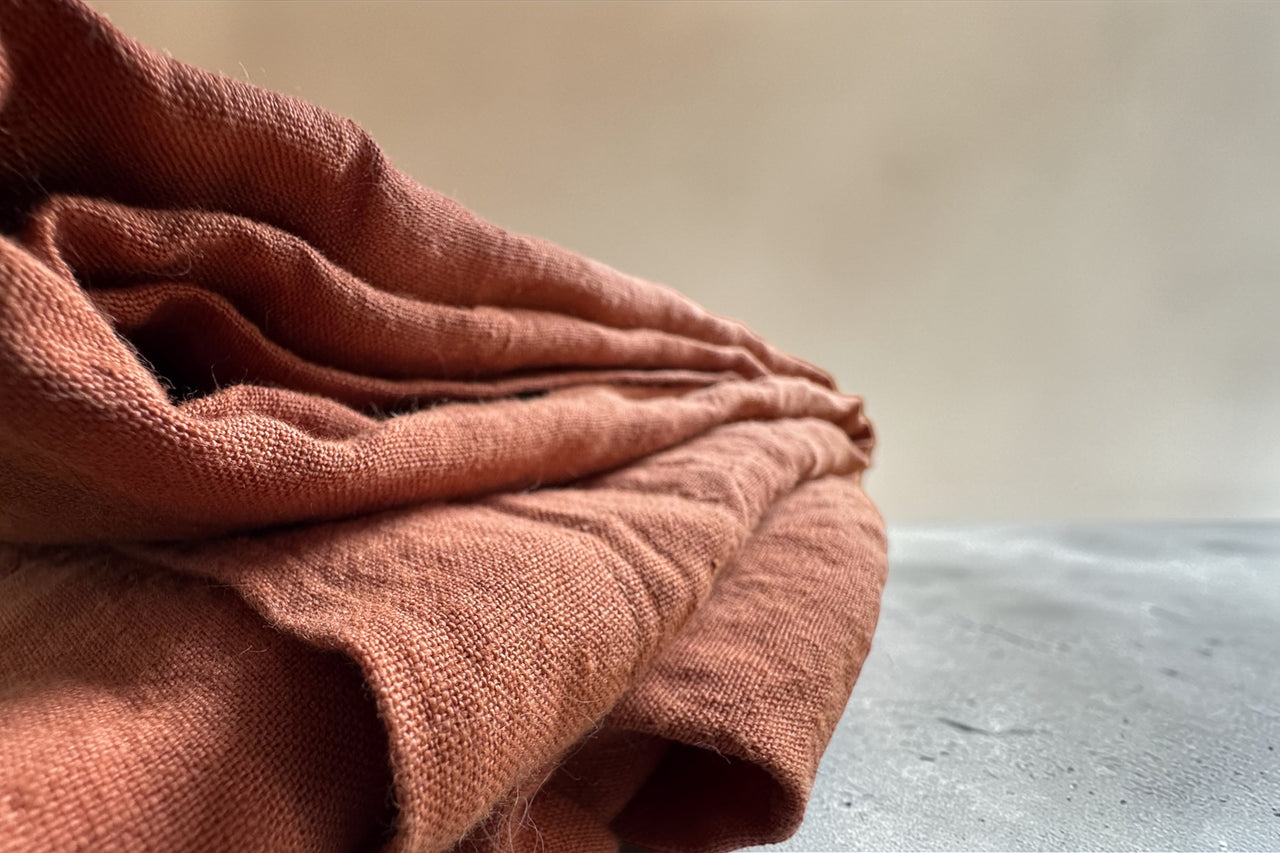 Terra Brown pure linen flat bed sheet by Love For Linen