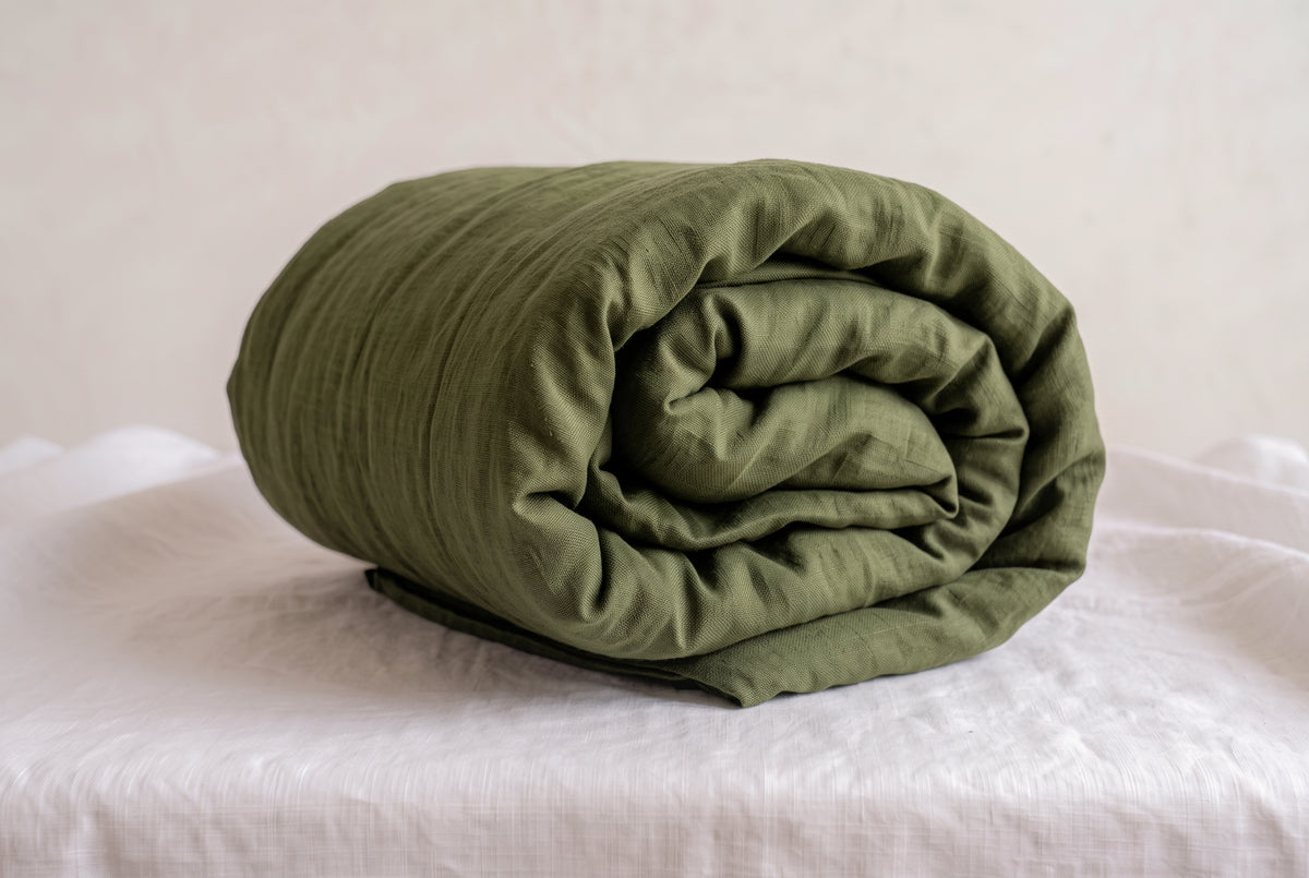 LINEN DUVET COVER - SAPLE GREEN