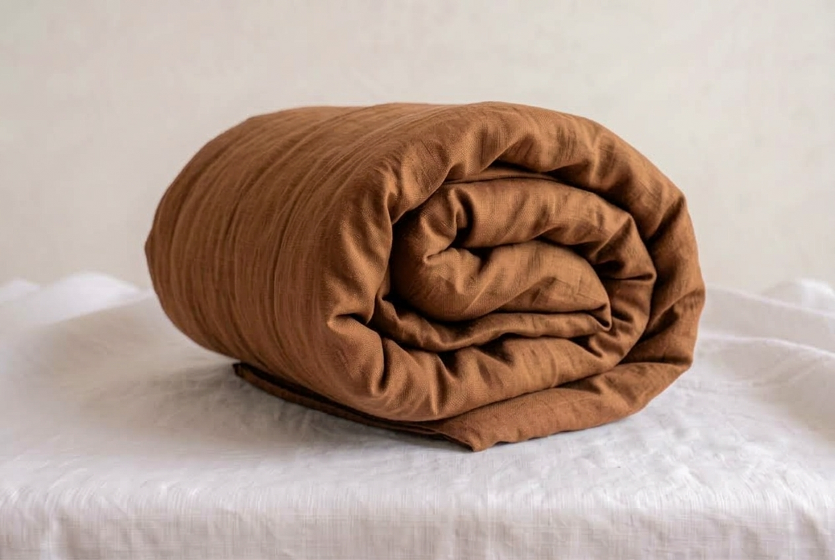 LINEN DUVET COVER - TERRA BROWN