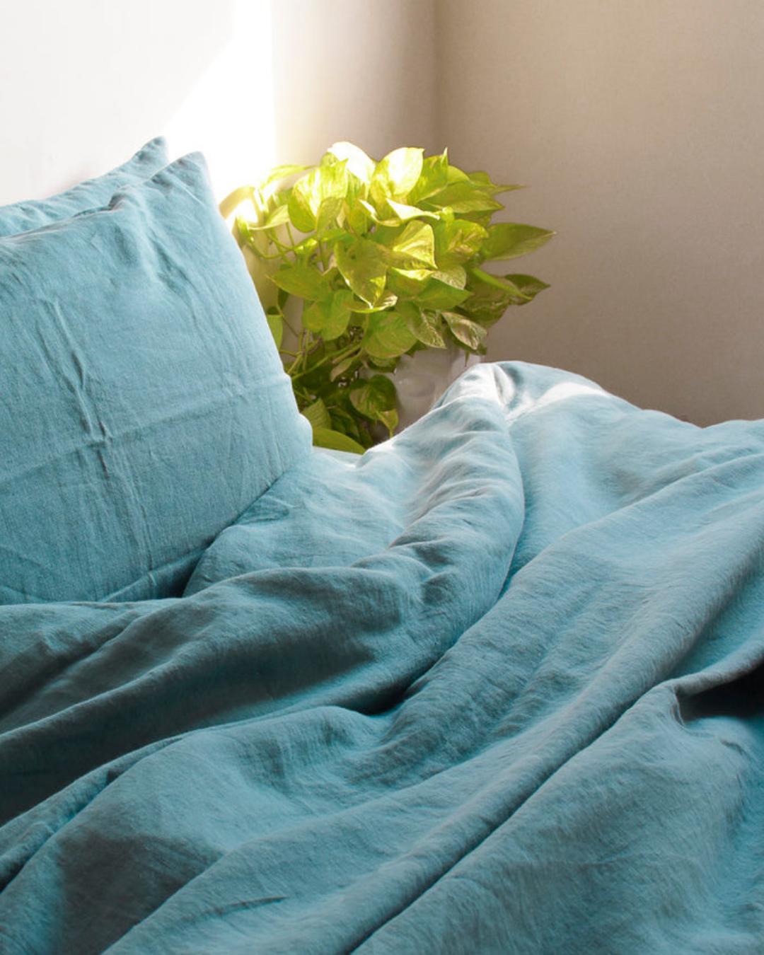 Lagoon Blue pure linen bedding bundle by Love For Linen