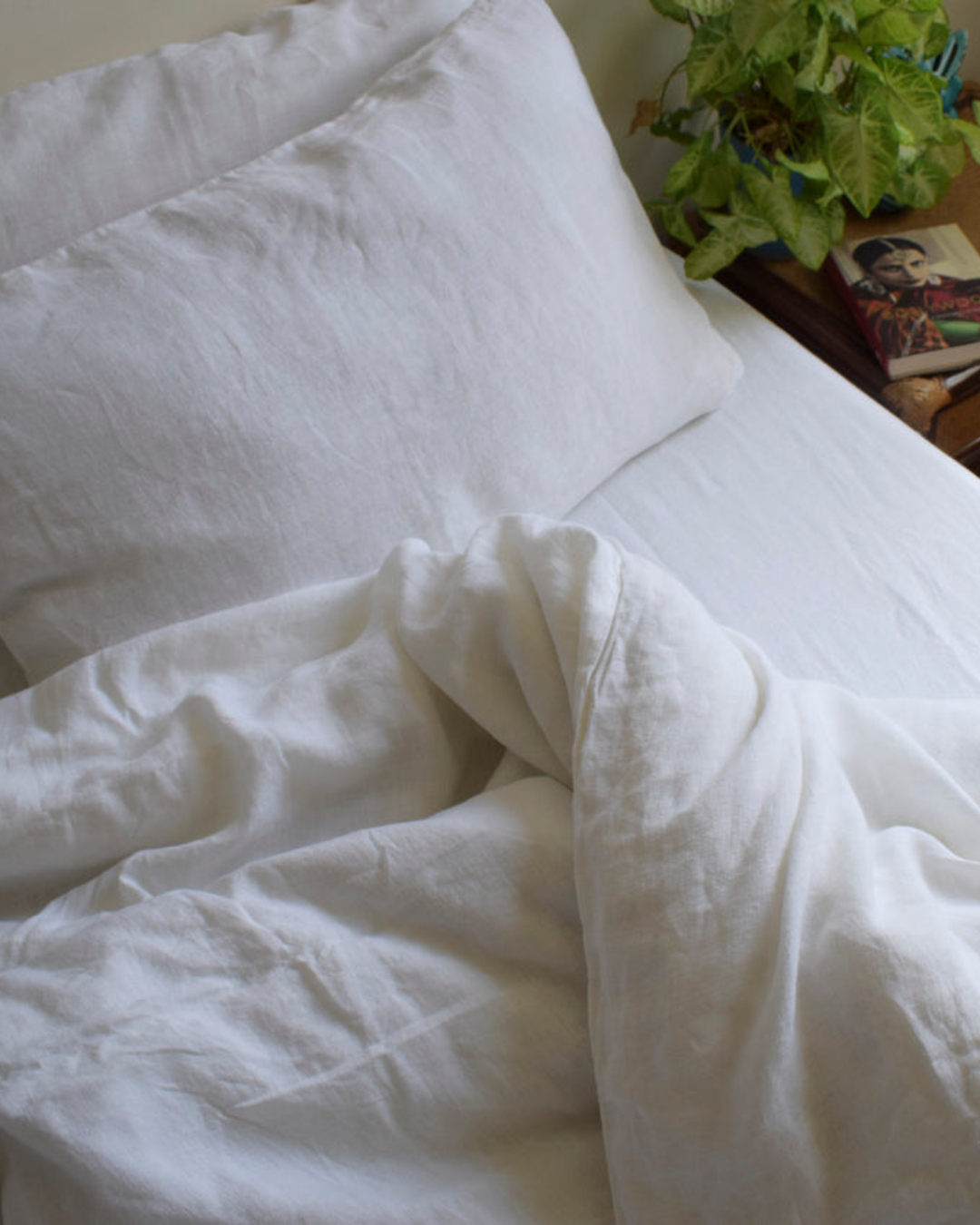 Albus White pure linen bedding bundle by Love For Linen