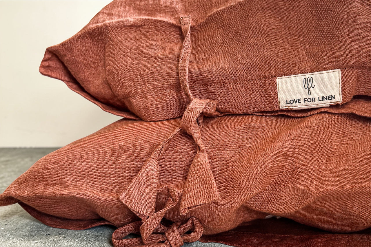 LINEN PILLOW COVERS (PAIR) - TERRA BROWN
