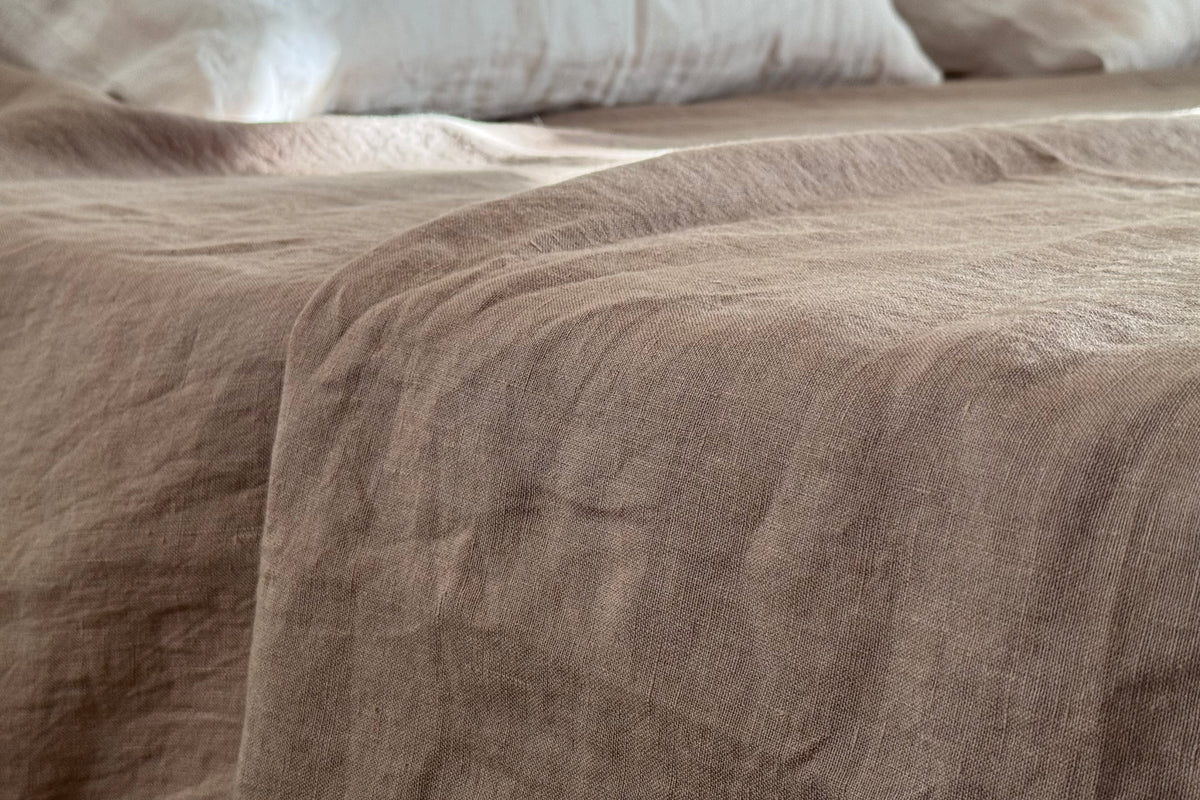 LINEN SHEET - OATMEAL BROWN