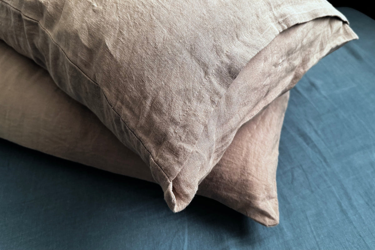 LINEN PILLOW COVERS - OATMEAL BROWN