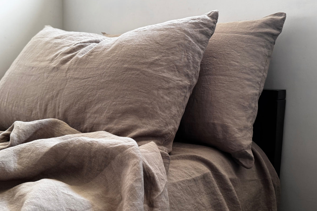 LINEN PILLOW COVERS - OATMEAL BROWN