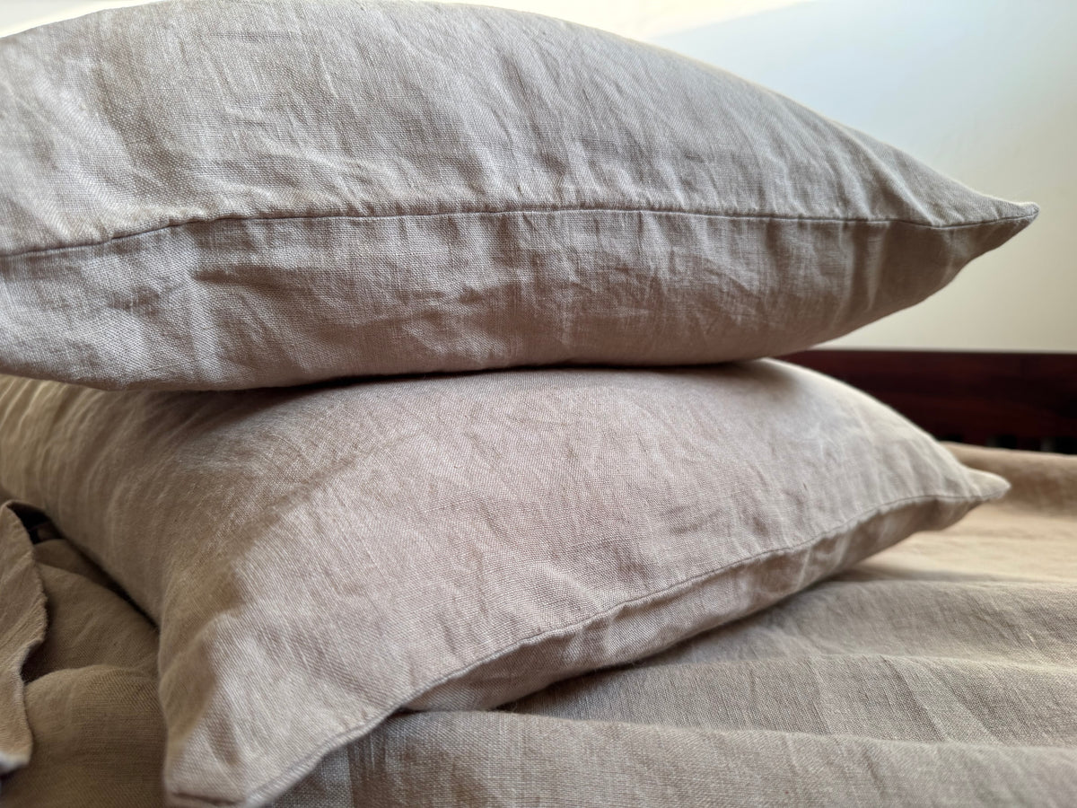 LINEN PILLOW COVERS - OATMEAL BROWN