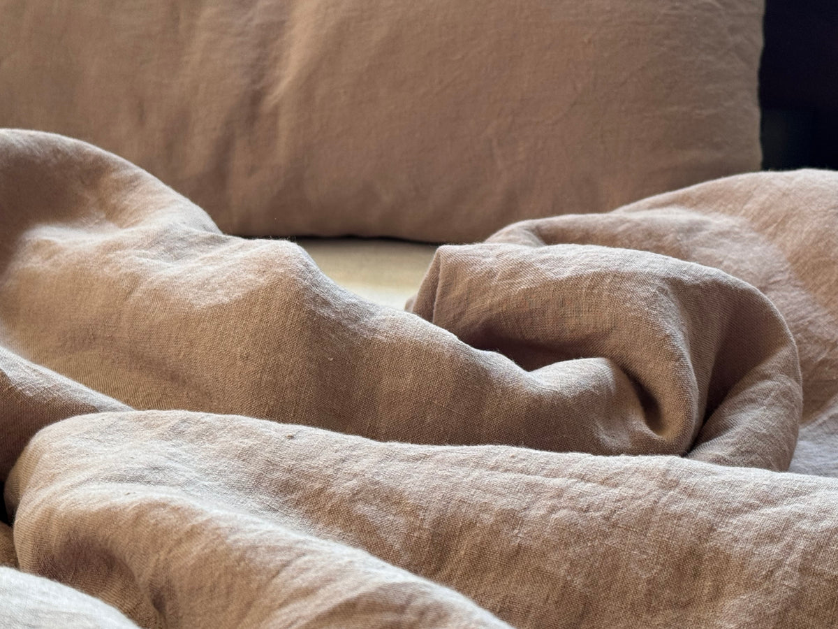 LINEN DUVET COVER - OATMEAL BROWN