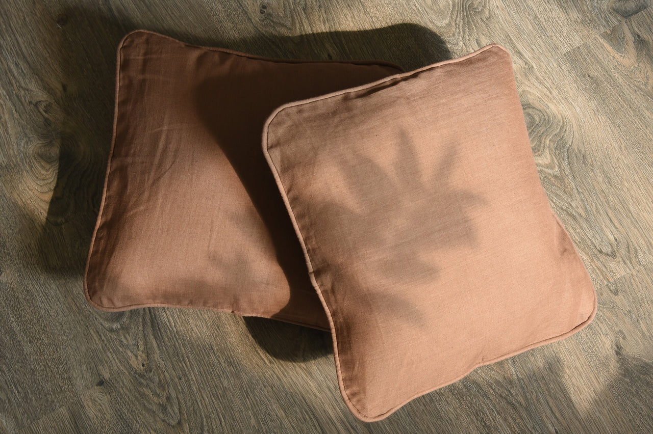 TOBACCO BROWN LINEN CUSHION COVER