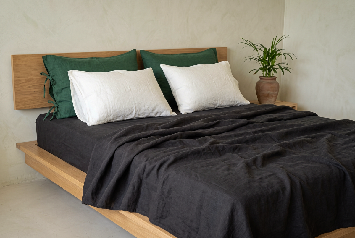 LINEN SHEET - CHARCOAL BLACK