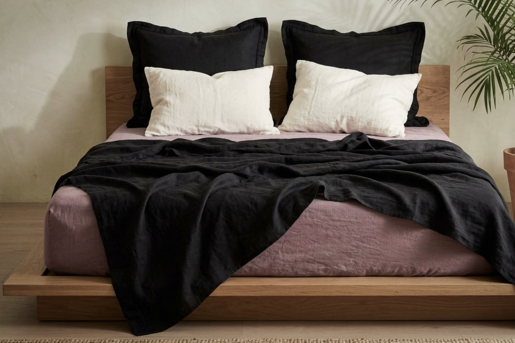 LINEN SHEET - CHARCOAL BLACK