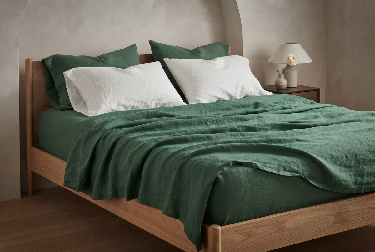 LINEN SHEET - CYPRUS GREEN