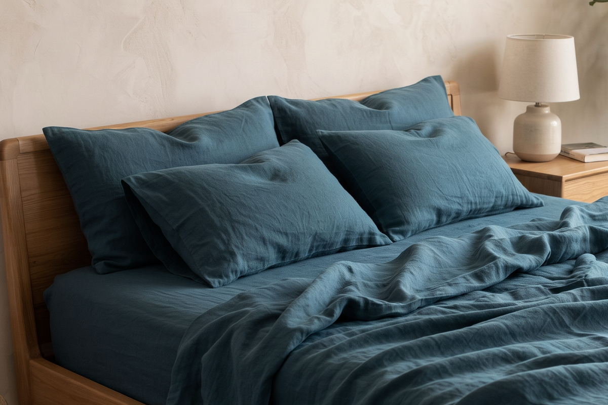 LINEN SHEET - RIVERSTONE BLUE