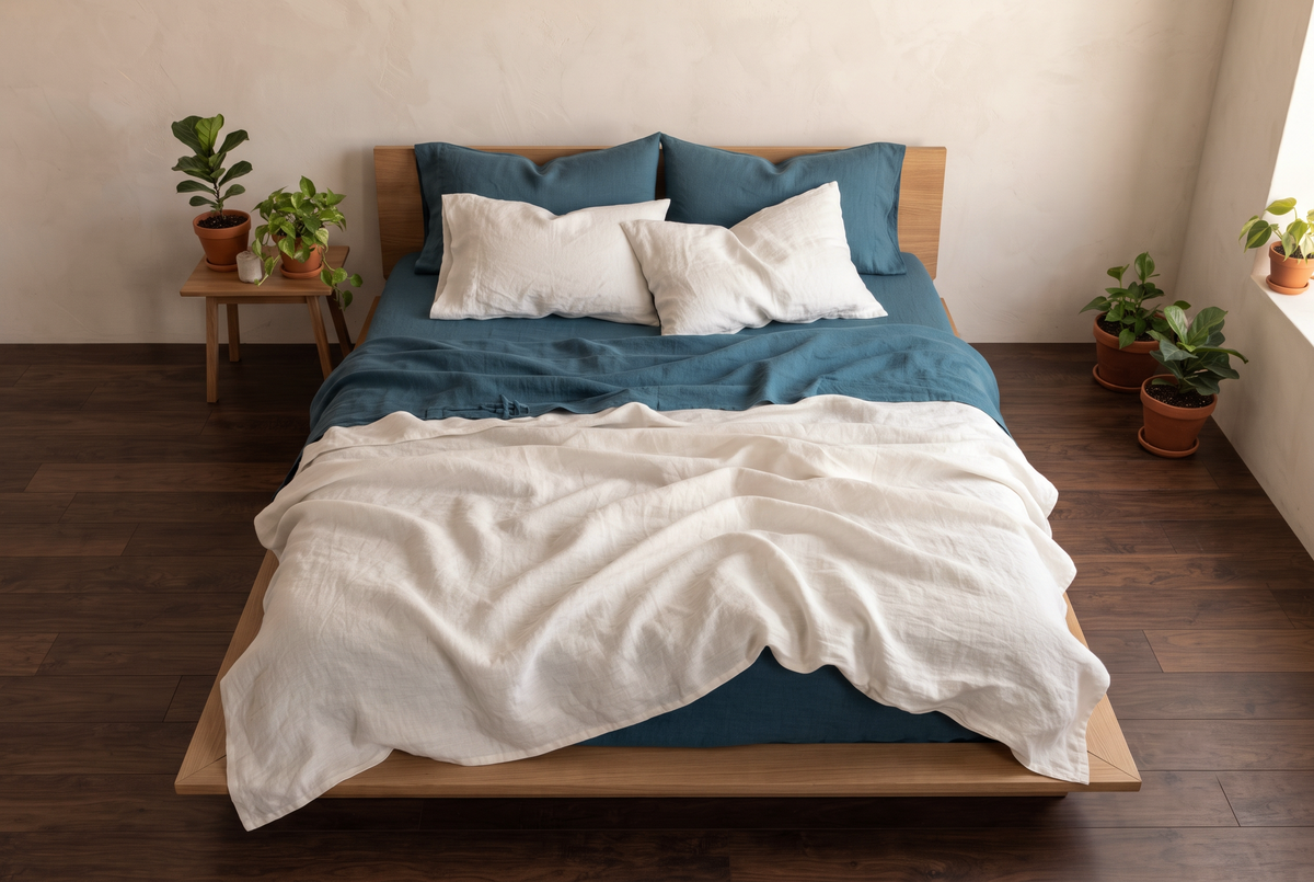 LINEN SHEET - RIVERSTONE BLUE