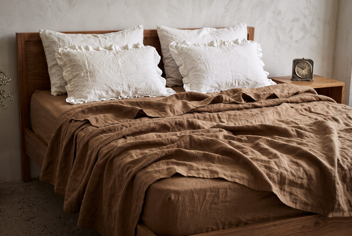 LINEN SHEET - TOBACCO BROWN