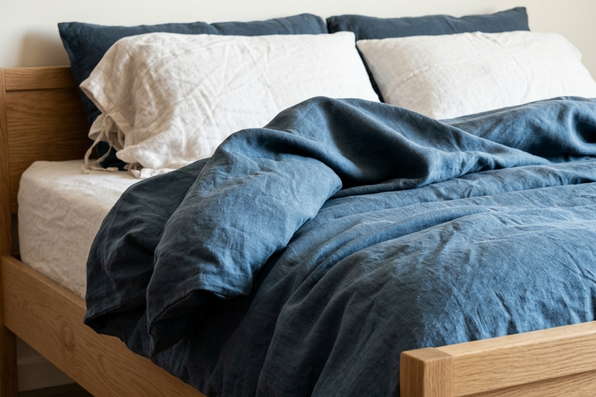 LINEN DUVET COVER - LAGOON BLUE