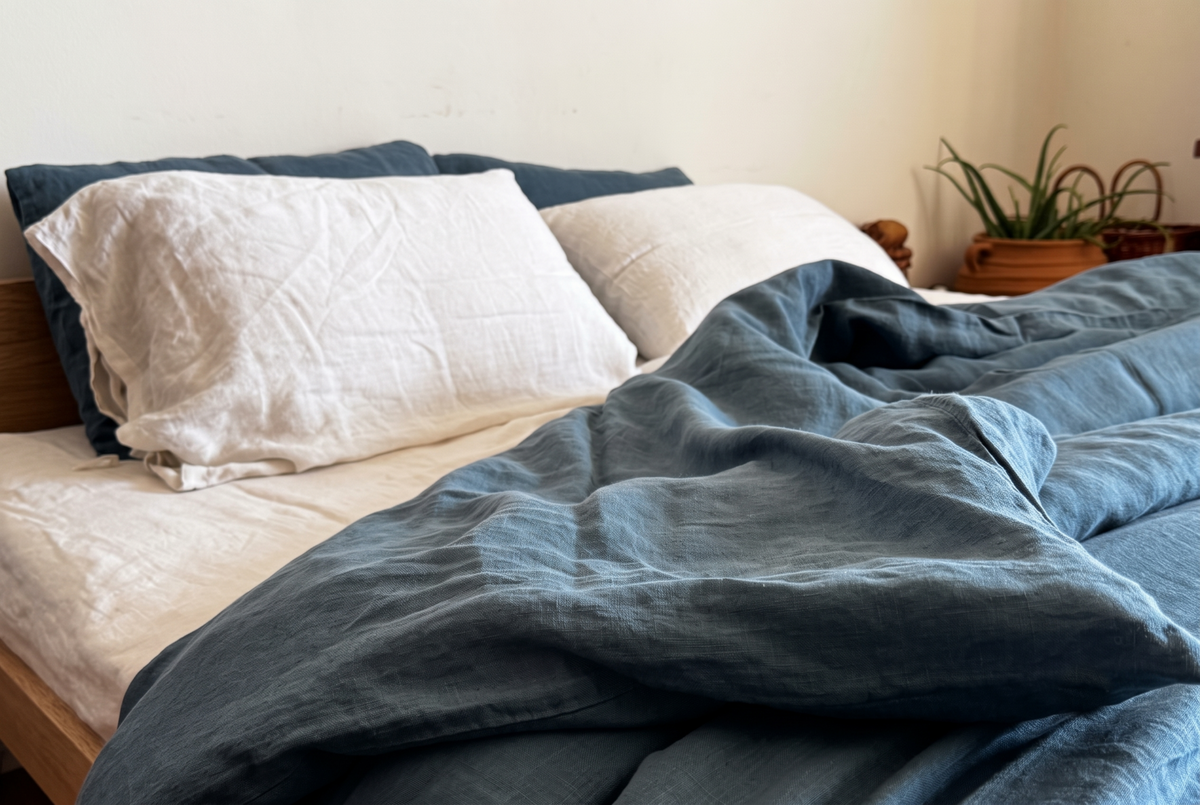 LINEN DUVET COVER - LAGOON BLUE