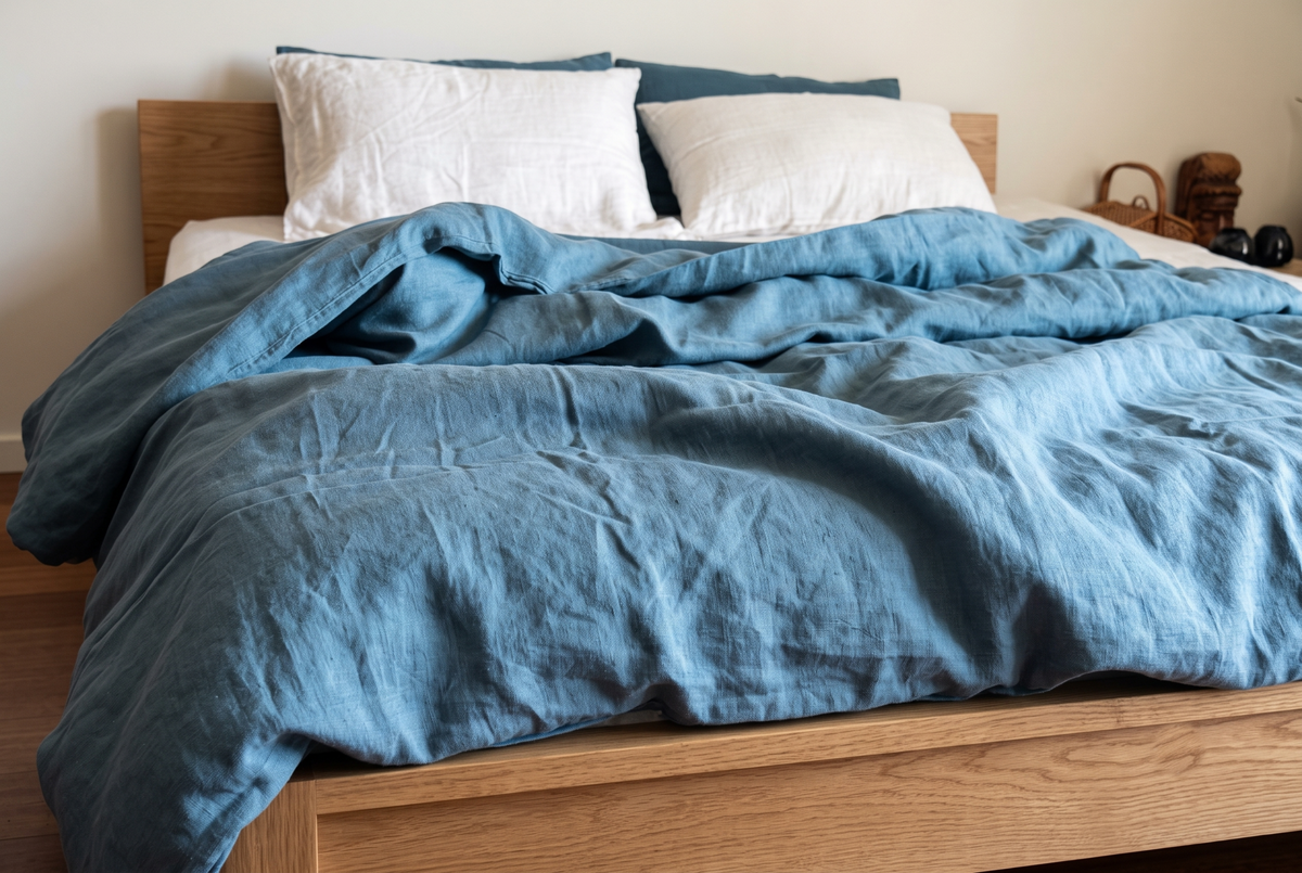 LINEN DUVET COVER - LAGOON BLUE