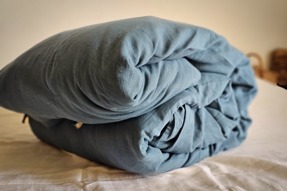 LINEN DUVET COVER - LAGOON BLUE