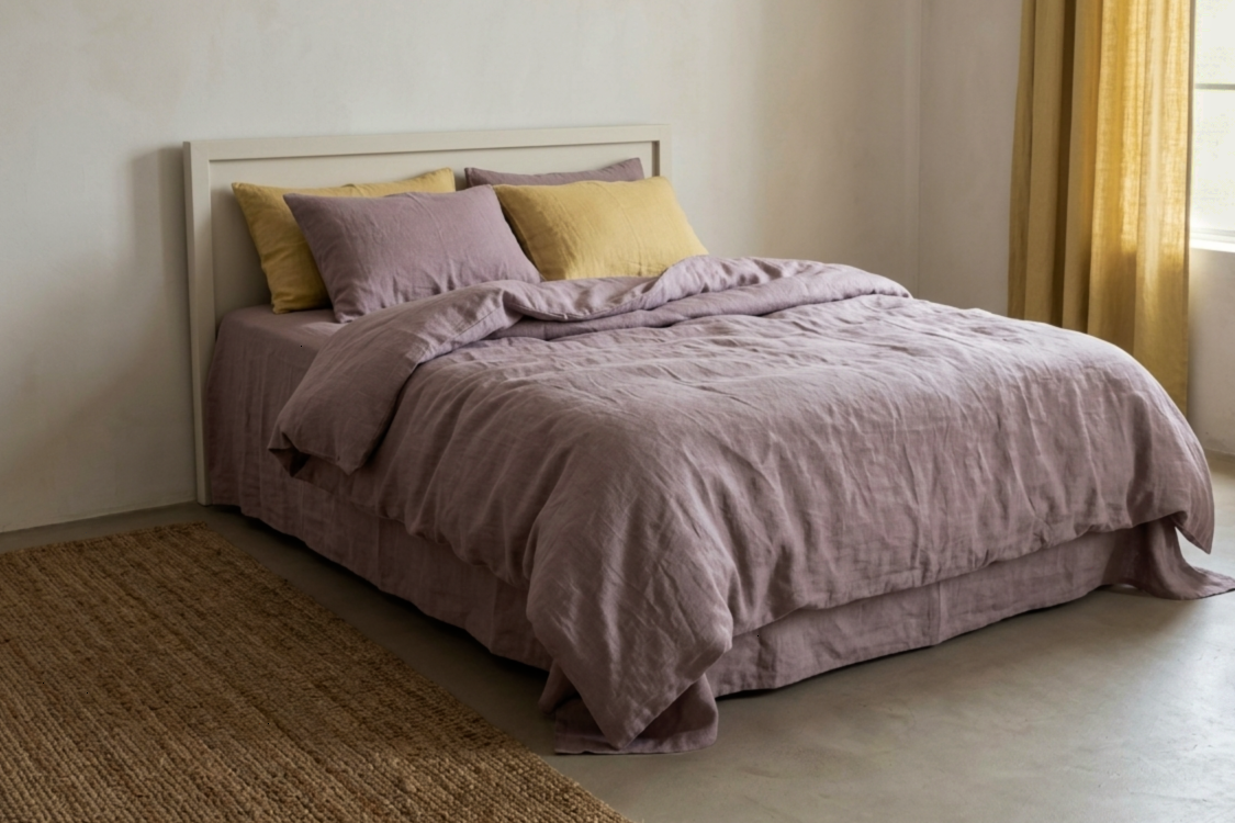 LINEN DUVET COVER - THISTLE MAUVE