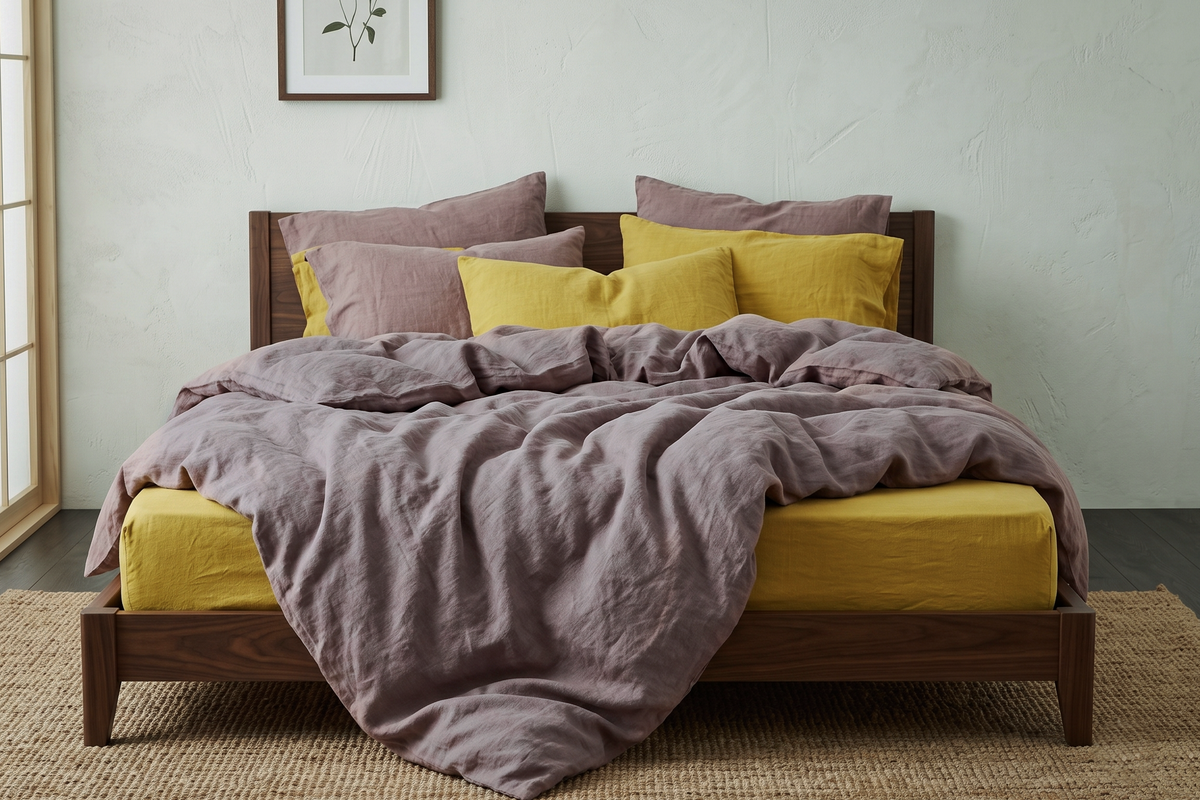 LINEN DUVET COVER - THISTLE MAUVE
