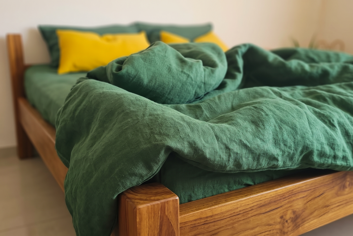LINEN DUVET COVER - CYPRUS GREEN