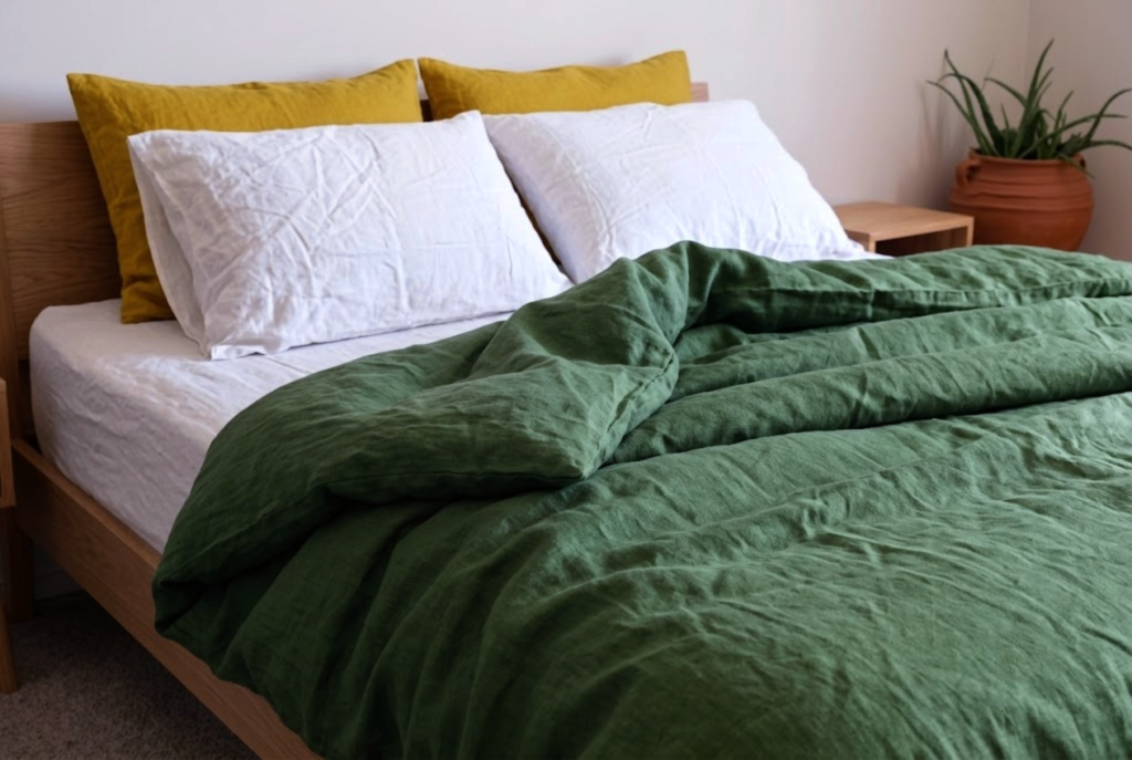 LINEN DUVET COVER - CYPRUS GREEN