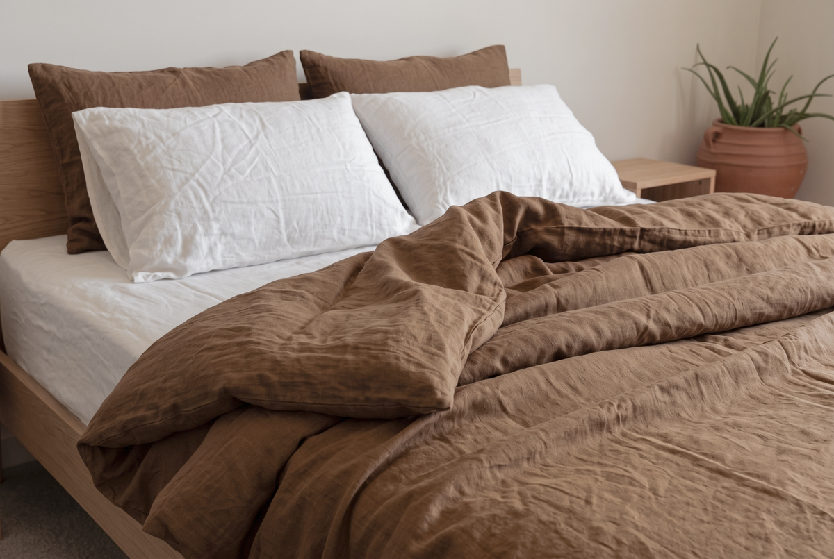 LINEN DUVET COVER - TOBACCO BROWN