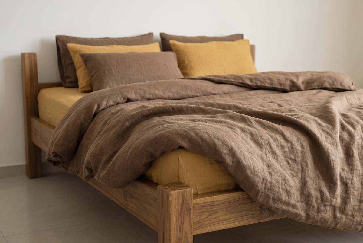 LINEN DUVET COVER - TOBACCO BROWN