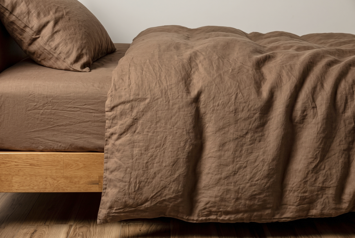 LINEN DUVET COVER - TOBACCO BROWN
