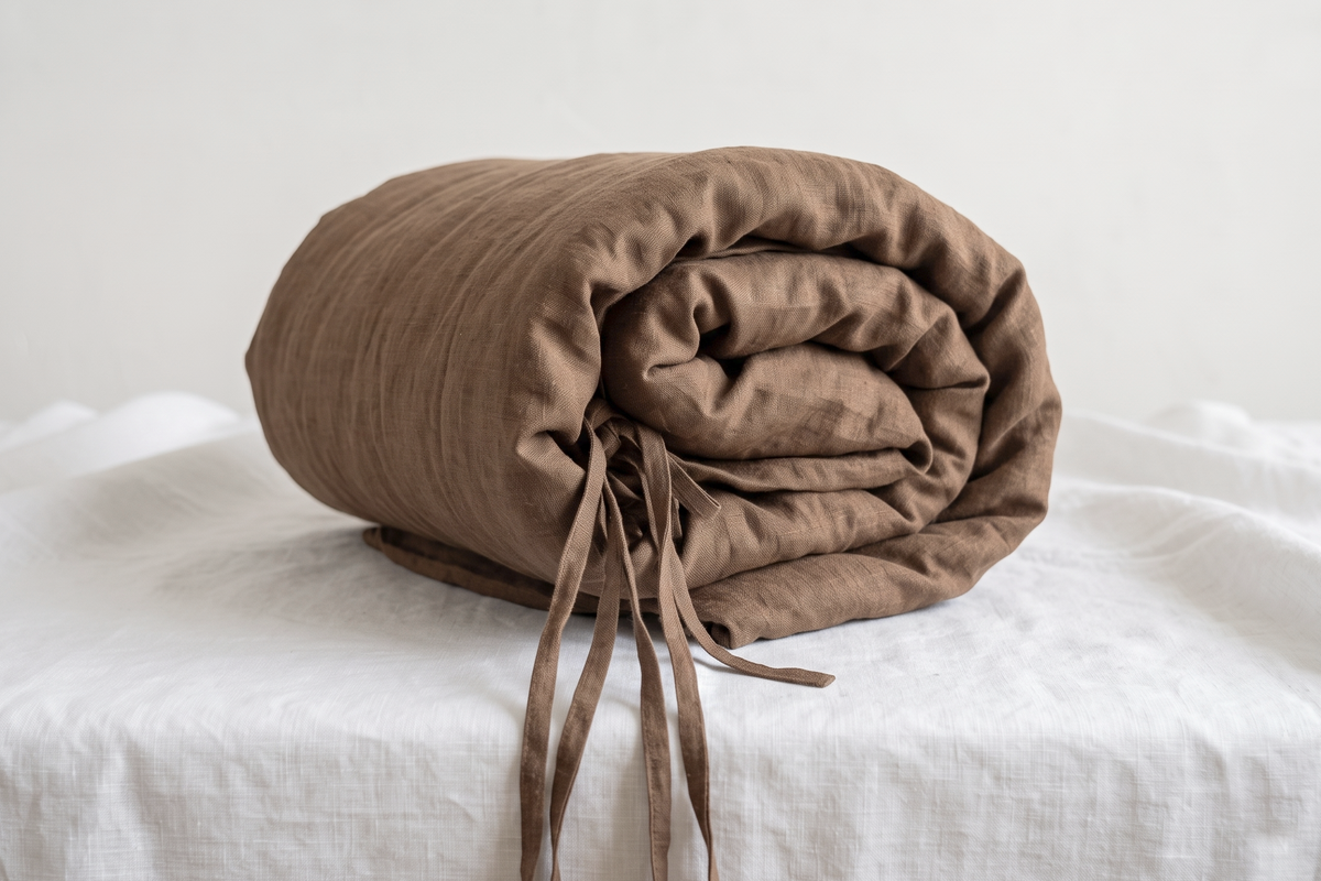 LINEN DUVET COVER - TOBACCO BROWN