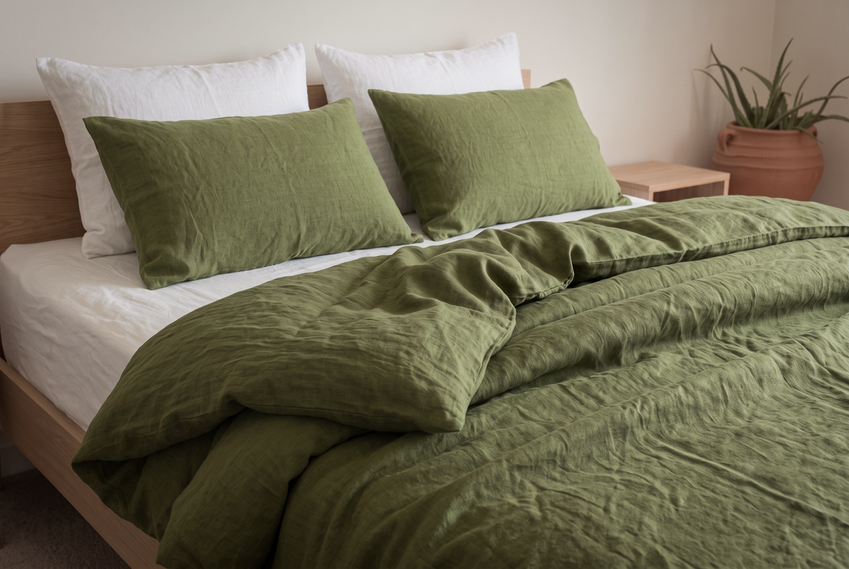 LINEN DUVET COVER - SAPLE GREEN