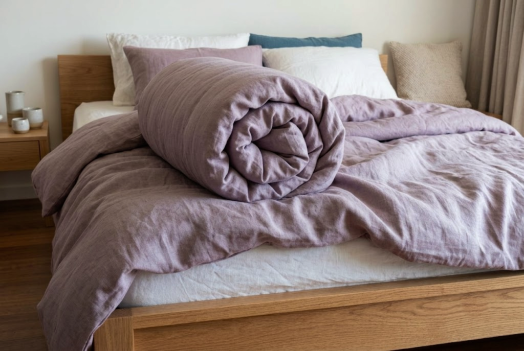 LINEN DUVET COVER - THISTLE MAUVE