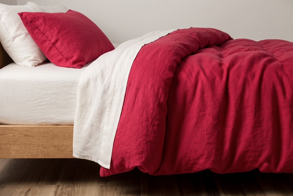 LINEN DUVET COVER - SINDURI RED