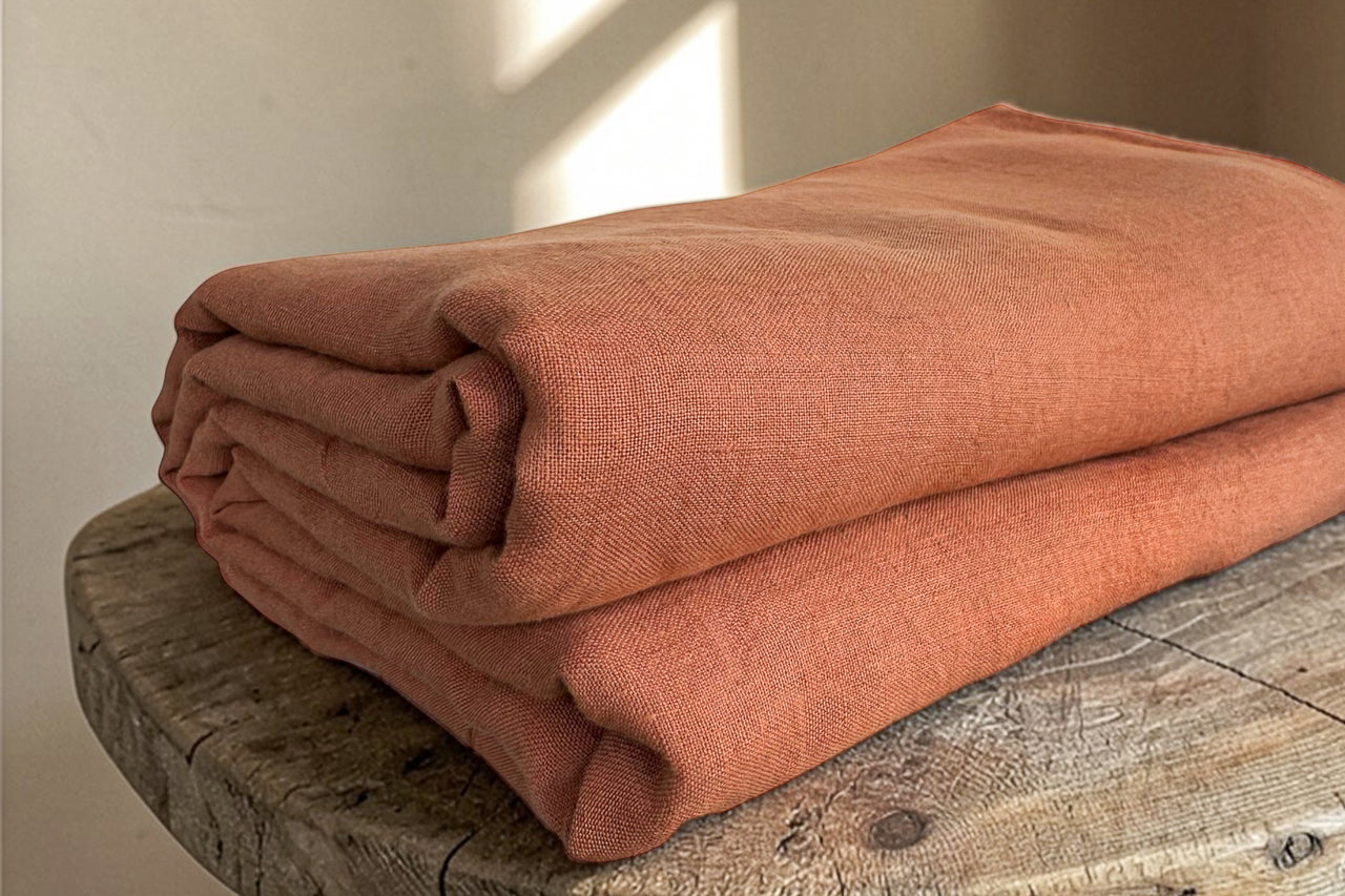 LINEN FLAT SHEET - TERRA BROWN