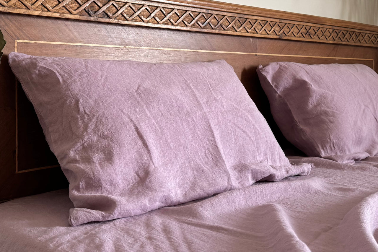 LINEN PILLOW COVERS - THISTLE MAUVE