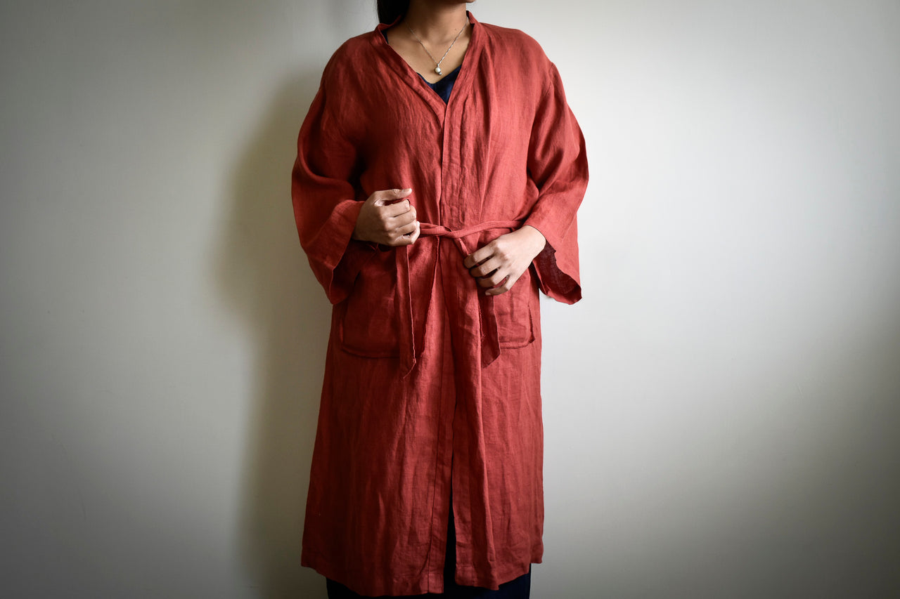 ROSSO RED LINEN UNISEX ROBE