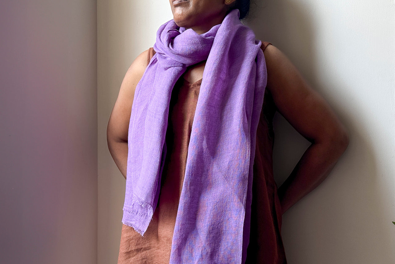 SUNSET PURPLE LINEN SHEER SCARF