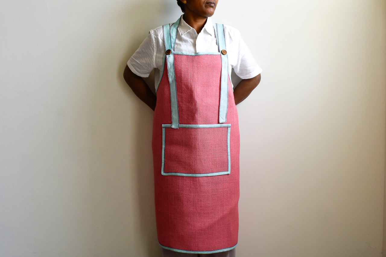 BUBBLEGUM PINK JUTE APRON