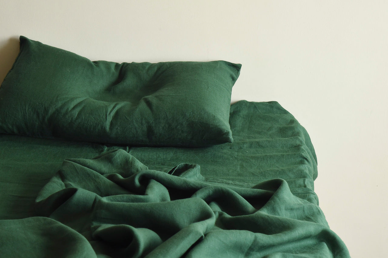 CYPRUS GREEN LINEN PILLOW COVERS