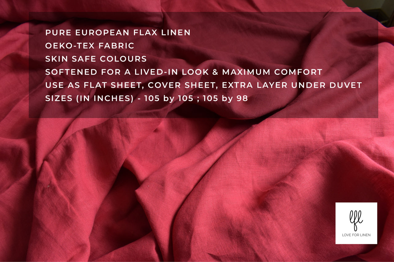 SINDURI RED LINEN FLAT SHEET