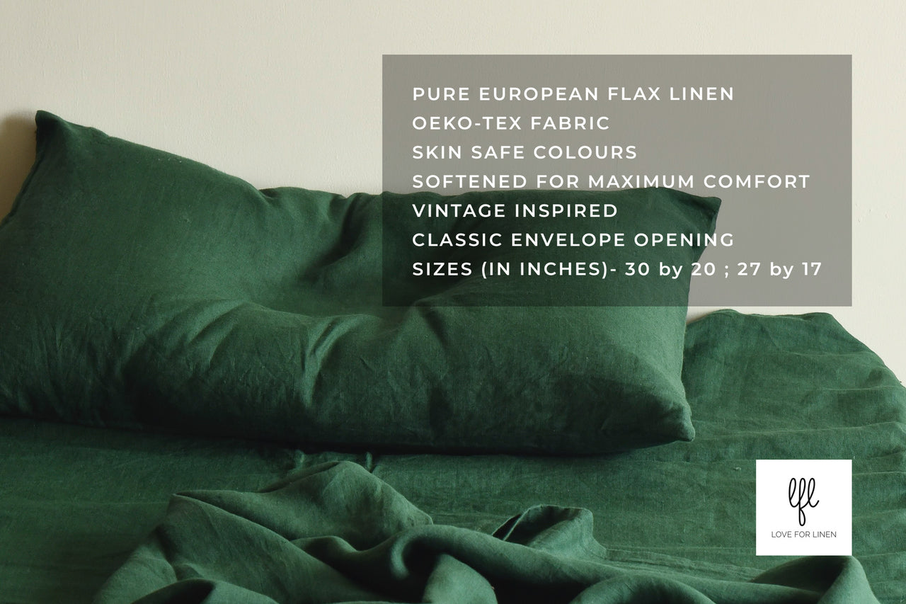 CYPRUS GREEN LINEN PILLOW COVERS